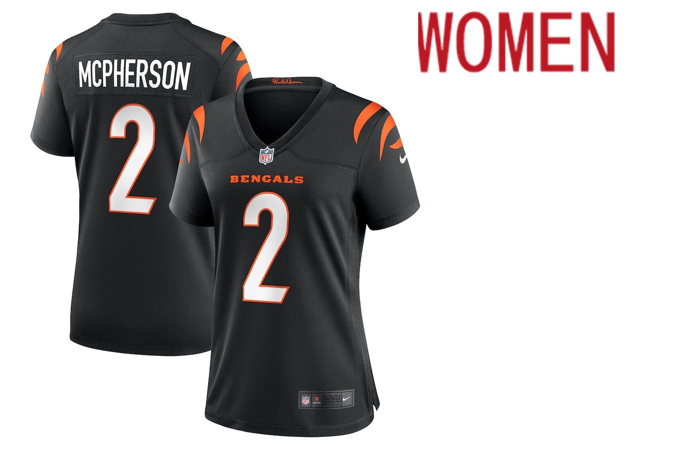 Women Cincinnati Bengals #2 Evan McPherson Nike Black Game NFL Jersey->women nfl jersey->Women Jersey